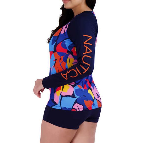 Nautica Ladies Long Sleeve Rashguard Swim Shirt Multi-Color NWT - Picture 2 of 7